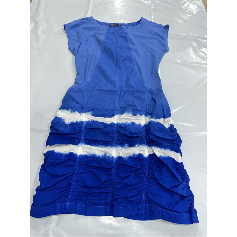 Wearables Aviana Dress Women Small Navy White Tie-Dye Textured Cap Sleeve CEB057